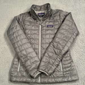 Patagonia Micro Puff Hoody Jacket Womens Small Ice Gray Insulated Full Zip